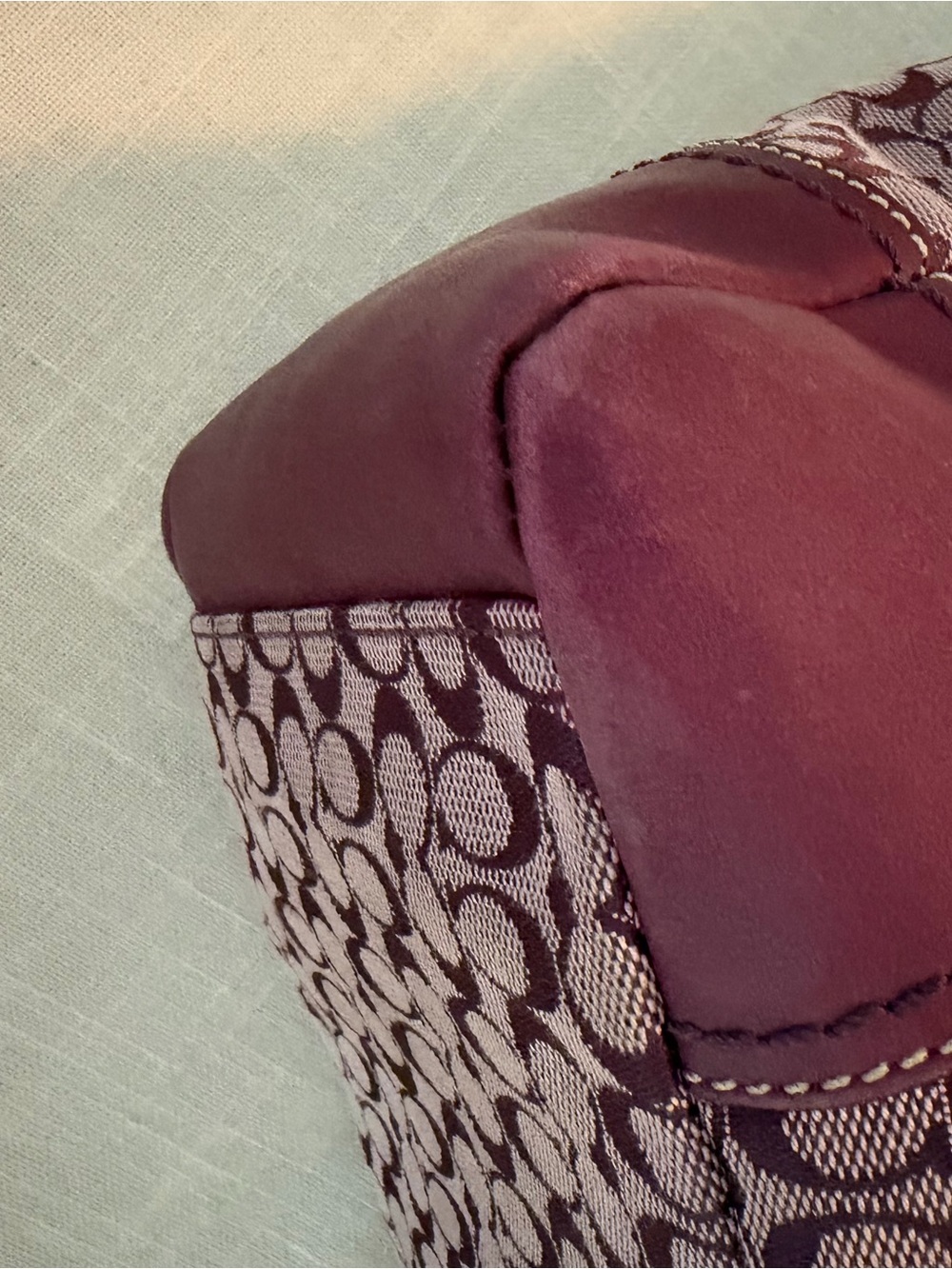 Coach Y2K Large Burgundy Signature Canvas and Leather Tote - Picture 9 of 9